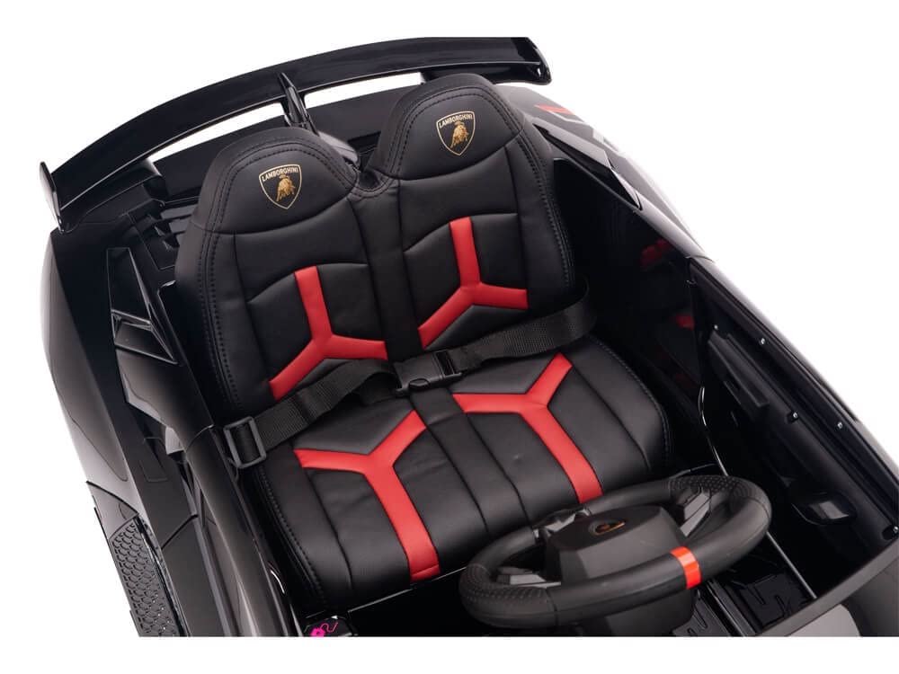 FINOOS Auto macchina elettrica per bambini Lamborghin Veneno 24V 2 posti, 4X4, sedile in pelle, ruote in gomma con telecomando 2,4 GHz da 1 a 7 anni (Grigio metallizzato)