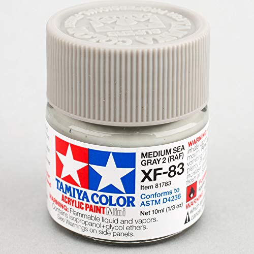 Tamiya America, Inc Acrylic Mini XF-83 Med Sea Gray 2 RAF 10ml Bottle, TAM81783