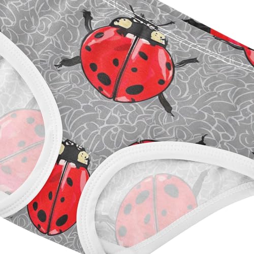 Cute Red Ladybugs Grey Little Girl Panties Girls Underwear Toddlers Cotton Flower Kids Undies Briefs 2t4