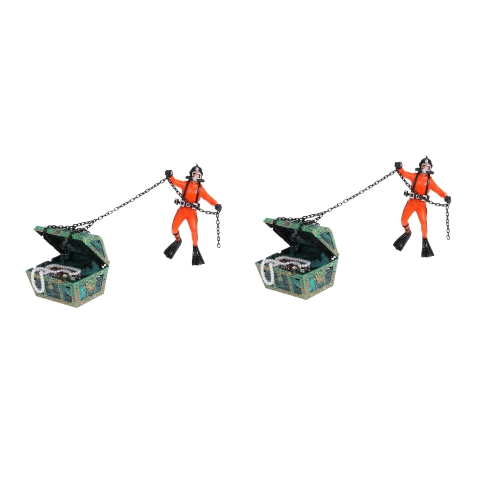 Happyyami 2 Pièces Ornement d'aquarium Treasure Box Ornements pour Aquarium décorations artificielles d'aquarium décorations d'aquarium Coffre trésor équipement États- décorer