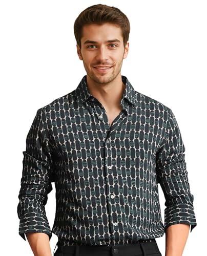 Image of Rare Rabbit Regular fit Geometric Print Shirt