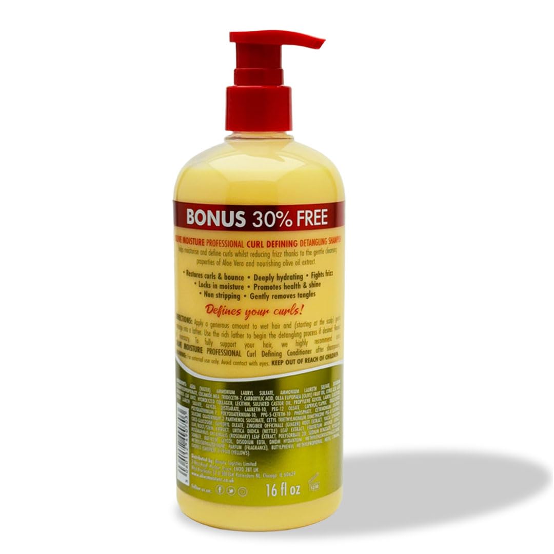 Olive Moisture Curl Defining Detangling Shampoo 16 Oz (473ml) with Aloe Vera & Olive Oil for Curly Hair Gently Cleanses - Image 2