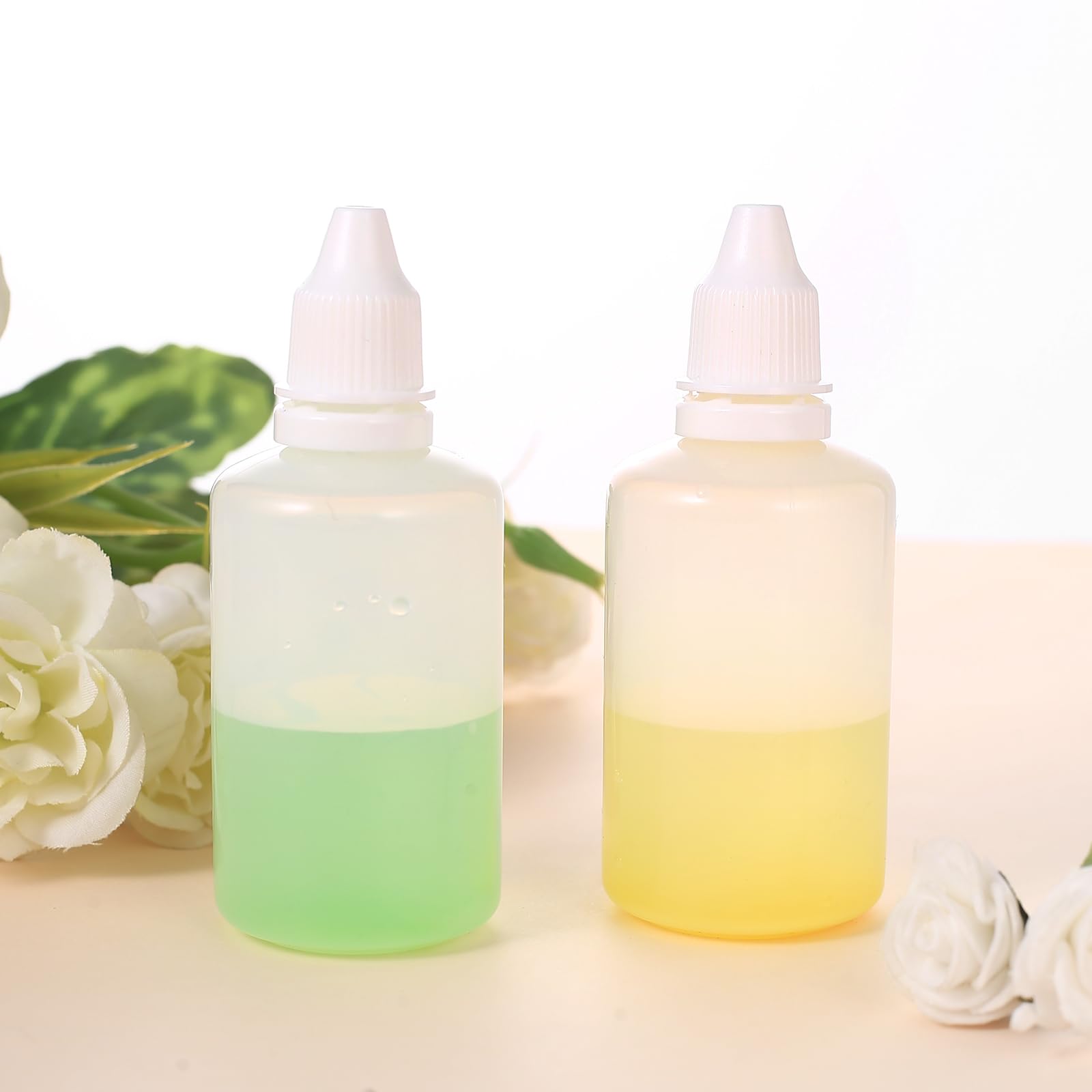 Paquete 20 botellas líquido 50 ml cuentagotas vacías dosificadoras plástico aceites esenciales