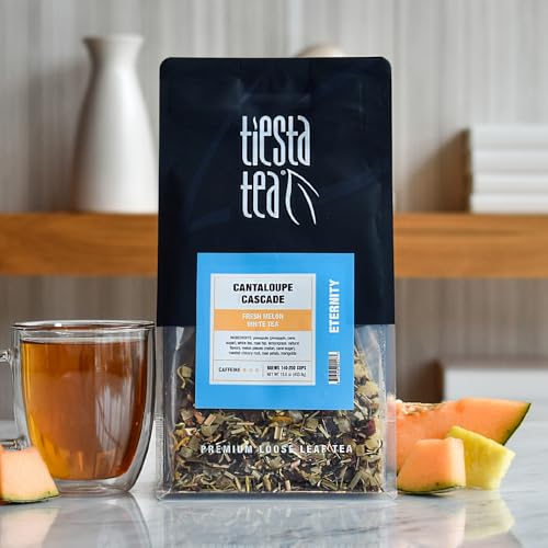 Image of Tiesta Tea - Cantaloupe Cascade Tea, Loose Leaf, Fresh Melon White Tea, Premium Low Caffeine Tea Blend, Make Hot or Iced & Up to 200 Cups, 16 oz Resealable Bulk Pouch