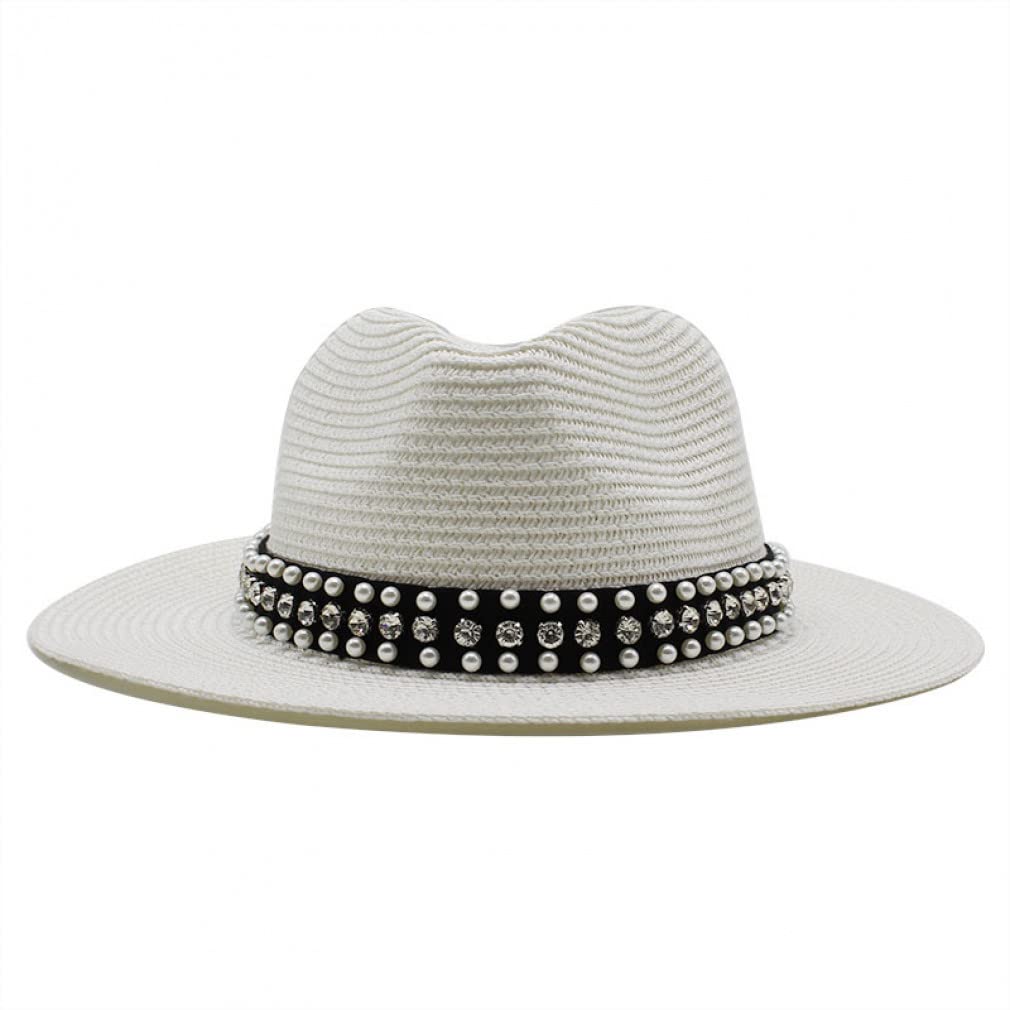 Cappello di Paglia Estivo per Uomo Donna Cappello da Spiaggia da Sole Cappelli da Uomo Fedora Cappello di Protezione Solare a Tesa Larga con Cintura