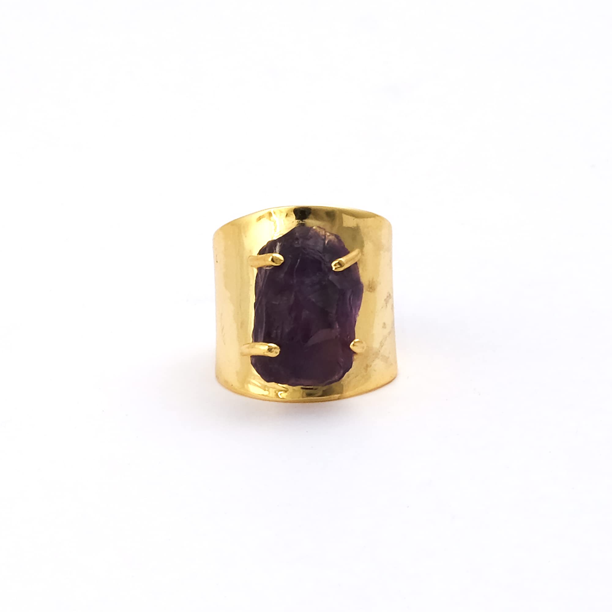 El Joyero Purple Amethyst Rough Gemstone Adjustable Ring | Gold Plated Prong Set Wide Band Statement Ring | Gift For Her Jewelry 2098 1 (B09SYYHQJM) Amazon Price History, Amazon Price Tracker