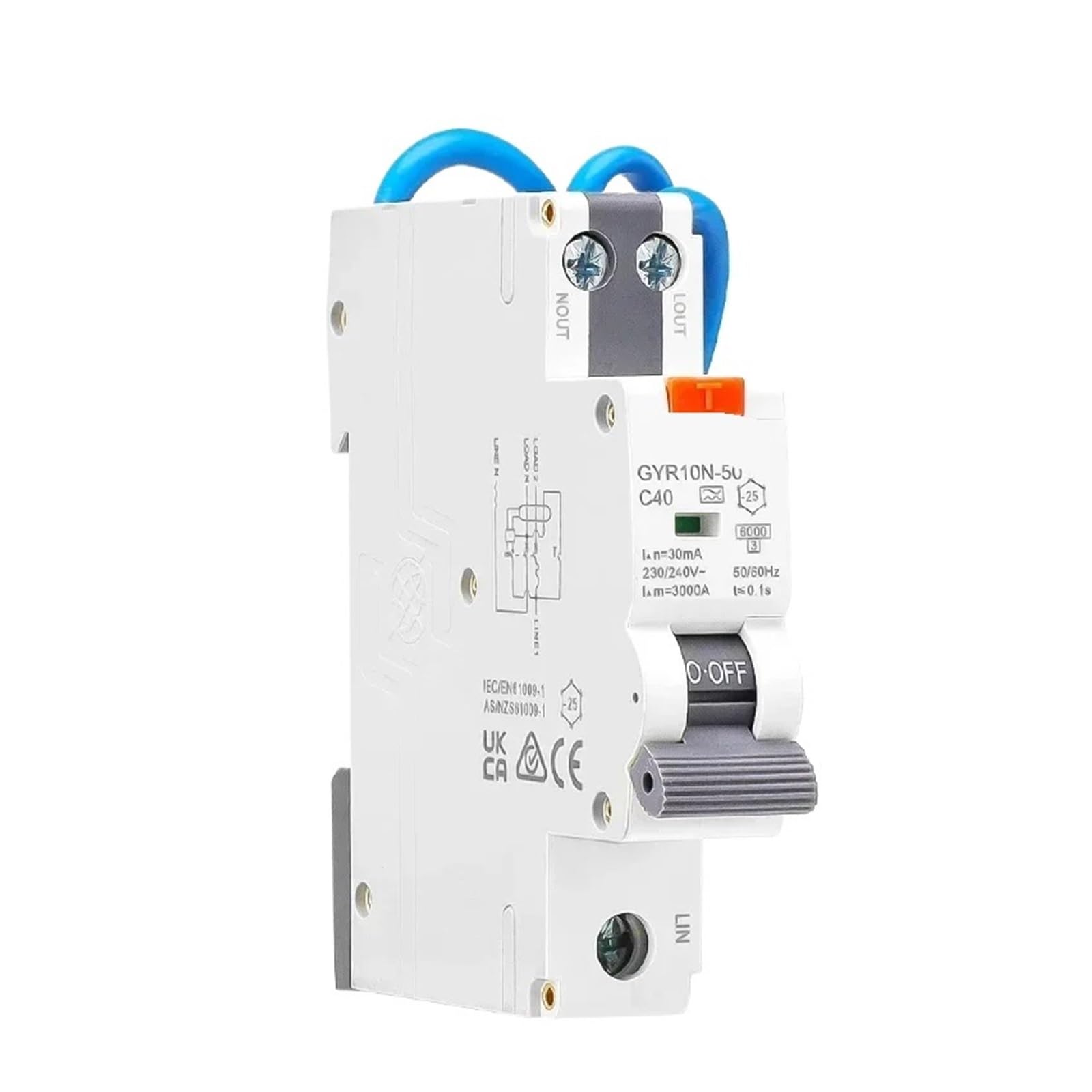 OSHZIKJII 18mm 6KA Breaker(Type A,16A 30mA)