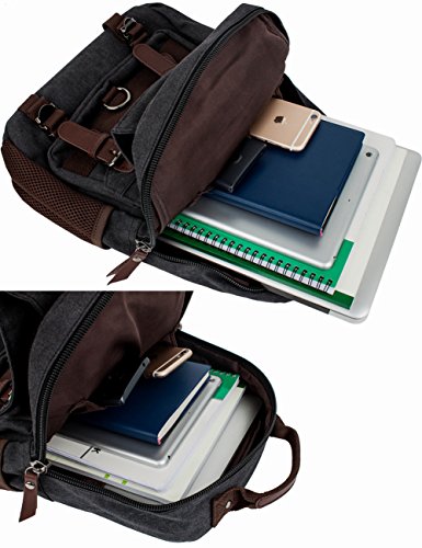 mygreen Sling Canvas Cross Body 13-inch Laptop Messenger Bag Shoulder Backpack (Black-Zipper Shoulder)