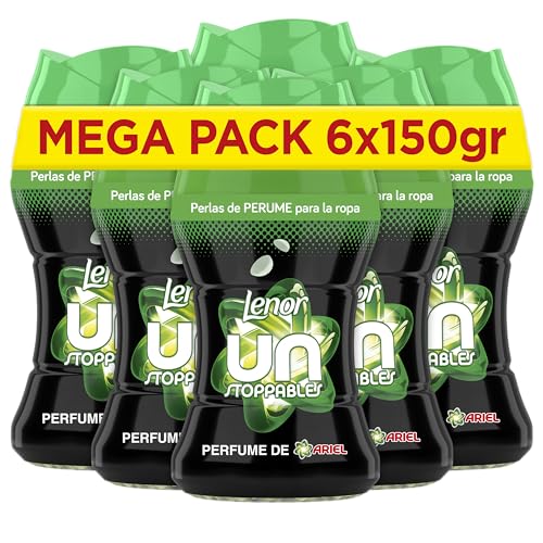 Lenor UNstoppables Perlas de Perfume para la Ropa, 74 Lavados (6 x 150g), Suavizante con Fragancia Ariel, Potenciador de Frescor