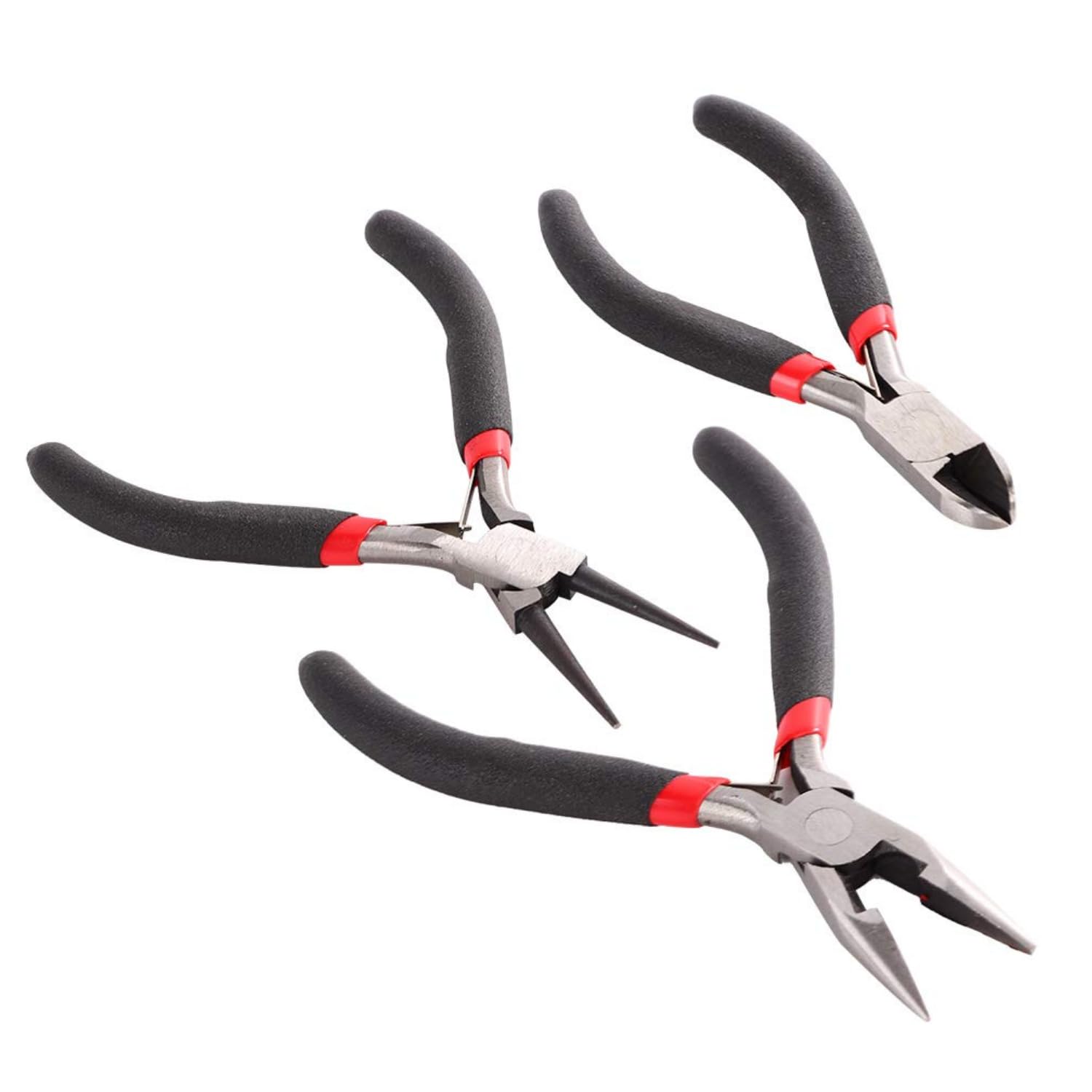 Tusmad Jewelry Making Pliers Set – 3-Piece Professional Tool Kit with Needle Nose, Chain Nose, Round Bent Pliers & Wire Cutter – Black Handle Jewelry Tools for DIY Craft & Beading-image-1