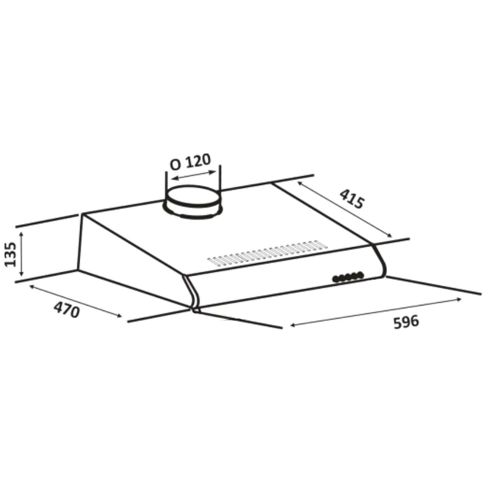 Hotte aspirante, Hotte Casquette, Filtres à Charbon Inclus, Hotte de Cuisine-air extrait/recirculation - largeur 60cm-couleur: blanc-boîtier en acier inoxydable-éclairage LED [Classe énergétique C]