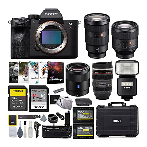 Sony Alpha a7Rm IV A Full Frame Mirrorless Digital Camera Pro Grade Koah Bundle with 3 Lenses, Flash, and Accessories (16 Items)