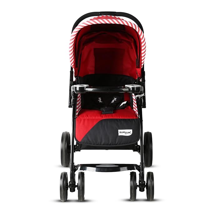 Premium Baby Stroller/Pram for 6 to 36 Months, Adjustable backrest, 360 degreeSwivel Wheel, Large Storage Basket, Reversible Handlebar for Toddler & Kids(Red)