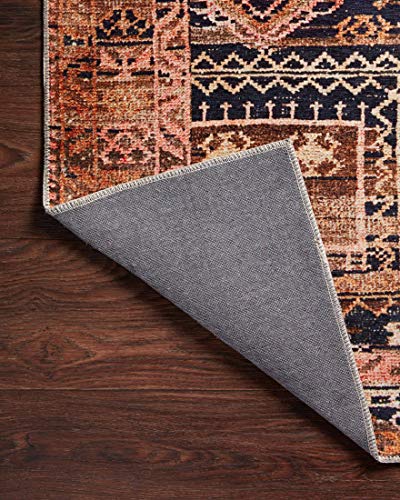 Loloi Layla Collection LAY-14 Mocha/Blush 2'-6" x 7'-6" .13" Thick Runner Rug, Soft, Durable, Vintage Inspired, Distressed, Low Pile, Non-Shedding, Easy Clean, Printed, Living Room Rug