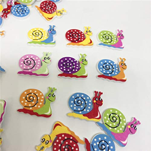 EXCEART 50 Pcs Wooden Snail Buttons Snails Painted 2 Hole Scrapbooking Sewing Wood Buttons Cartoon Animal Buttons Colorful Snail DIY Snaps Wooden Snaps Buttons for Kniting Craft (Assorted Color) - Image 4