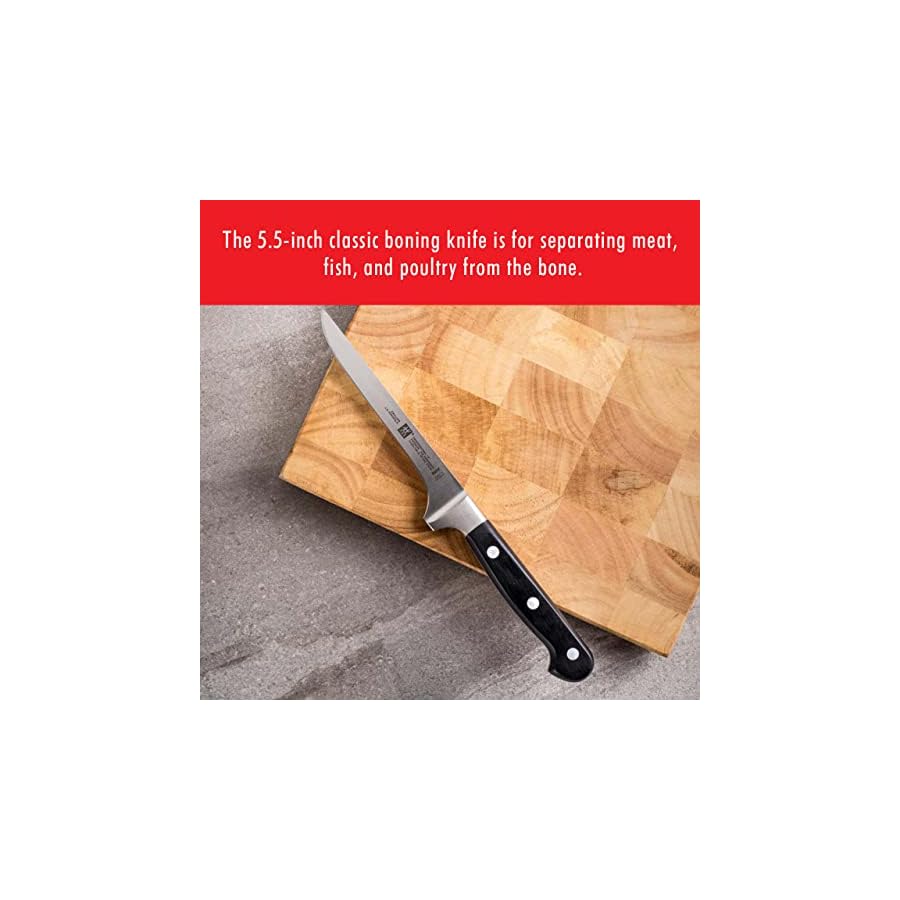 ZWILLING Professional S 5.5-inch Razor-Sharp German Flexible Boning Knife, Made in Company-Owned German Factory with Special Formula Steel perfected for almost 300 Years, Dishwasher Safe, Black/Stainless Steel