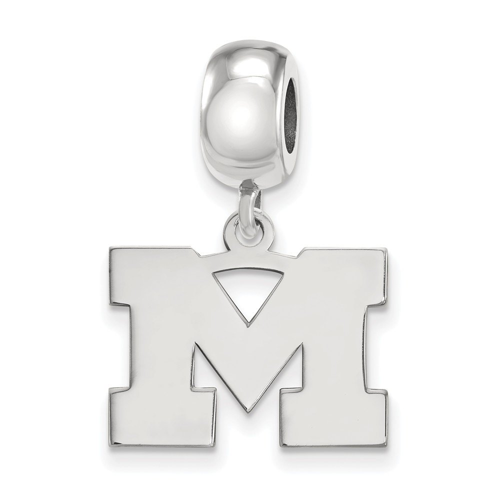 Michigan Bead Charm Small (1/2 Inch) Dangle (Sterling Silver)