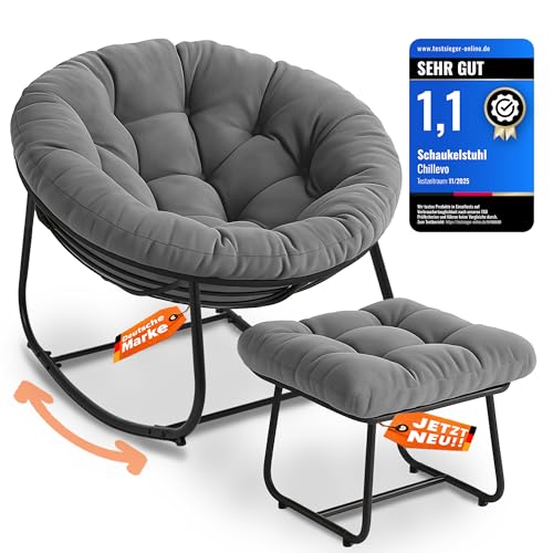 Chillevo Chillzeit Schaukelstuhl mit Fußablage [Testsieger]...