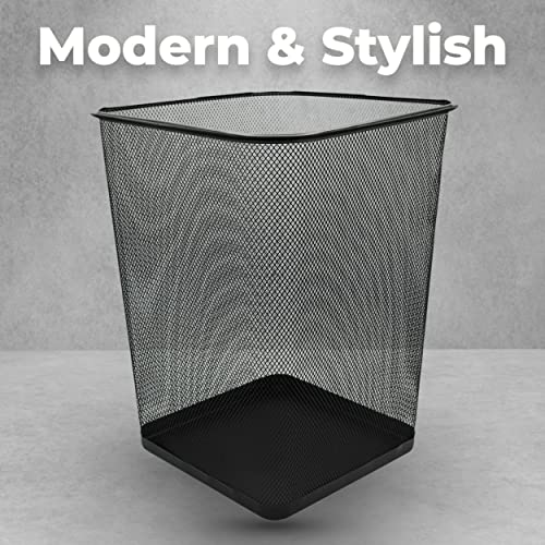 Greenco Small Trash Cans For Home Or Office, 2-Pack, 6 Gallon Black Mesh Square Trash Cans, Lightweight, Sturdy For Under Desk, Kitchen, Bedroom, Den, Or Recycling Can #TOP6