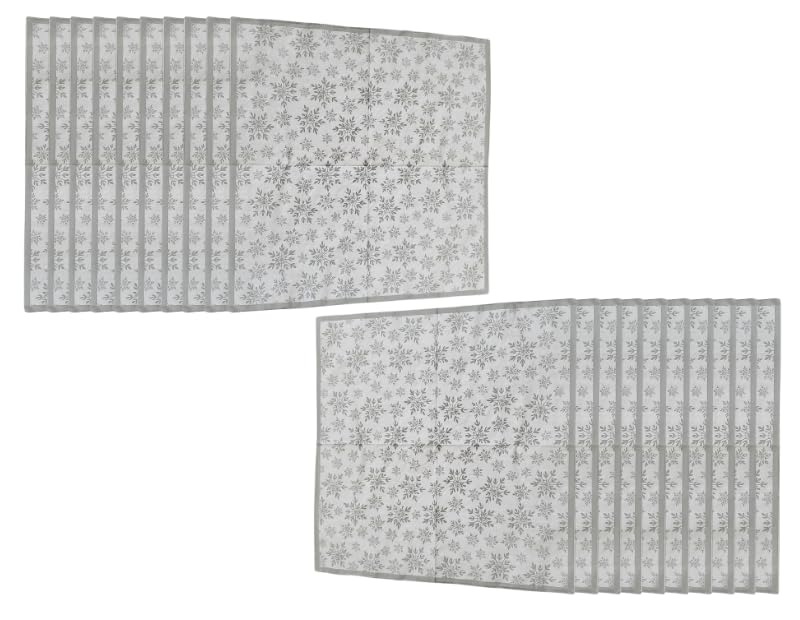 Hilltop Supplies Christmas Snowflake Pattern Disposable Paper Plates with Napkins, White, 24.5cm - Image 2