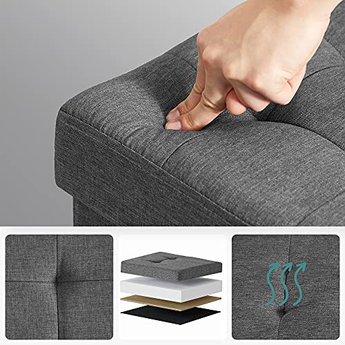 Miniatura 4 de SONGMICS Puff Almacenaje, Baúl de Almacenaje Plegable, 38 x 38 cm, Taburete Reposapiés, Banco con Almacenamiento, Soporta hasta 300 kg, para Sala de Estar, Dormitotio, Gris Pizarra LSF14GYZ
