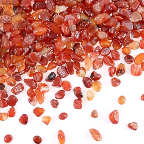 Image of WAYBER Natural Tumbled Agate Quartz Decorative Crystal Pebbles, 1 Lb Red | Lustrous Polished Finish, Rich Long-Lasting Hues, Toxin-Free Material, Perfect for DIY Crafts & Home Decor