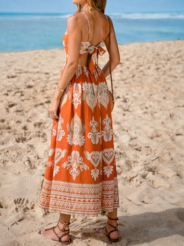 Image of CUPSHE Women's Maxi Dress Floral Print Twisted V Neck Sleeveless Long Dress Summer Casual Dress