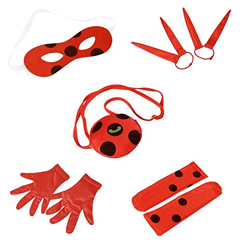 DAZCOS Child Size Cosplay Costume Black Spot Red Jumpsuit with Headwear (3-4T) - Thumbnail 3