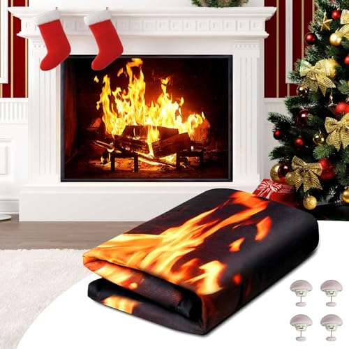CADARA Magnetic Fireplace Draft Cover, Fireplace Blocker Blanket Stops Heat Loss, Adjustable Fire Place Draft Stopper Save Energy for Indoor Iron Frame 39