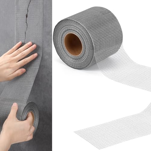 Innconee 150 ft x 4 Inch Cement Board Joint Tape Self Adhesive Durable Gray Fiberglass Mesh Drywall Mesh Repair Tape for Cement Board Joints Repairing, Sealing and Strengthening