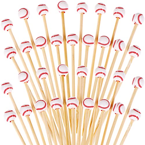 100 Bamboo Cocktail Picks 4.7 Inch Baseball Skewers
