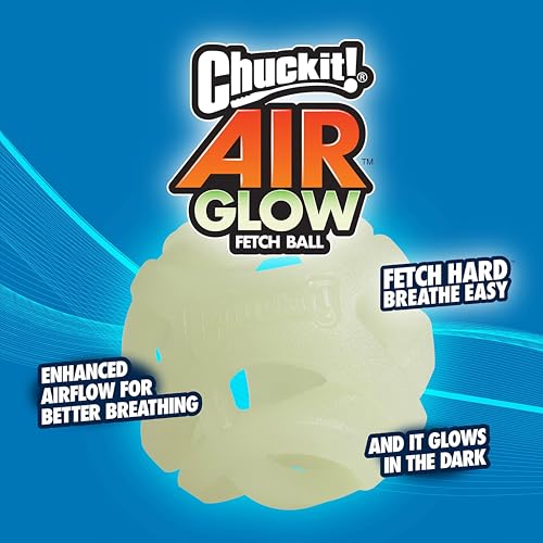 Chuckit! – Air Glow Ball – Phosphoreszierender Spielzeugl für Hunde – Erholungsball für – Der die Luftzirkulation für Hunde erleichtert – Mittlere Größe – Durchmesser von 6,5 cm