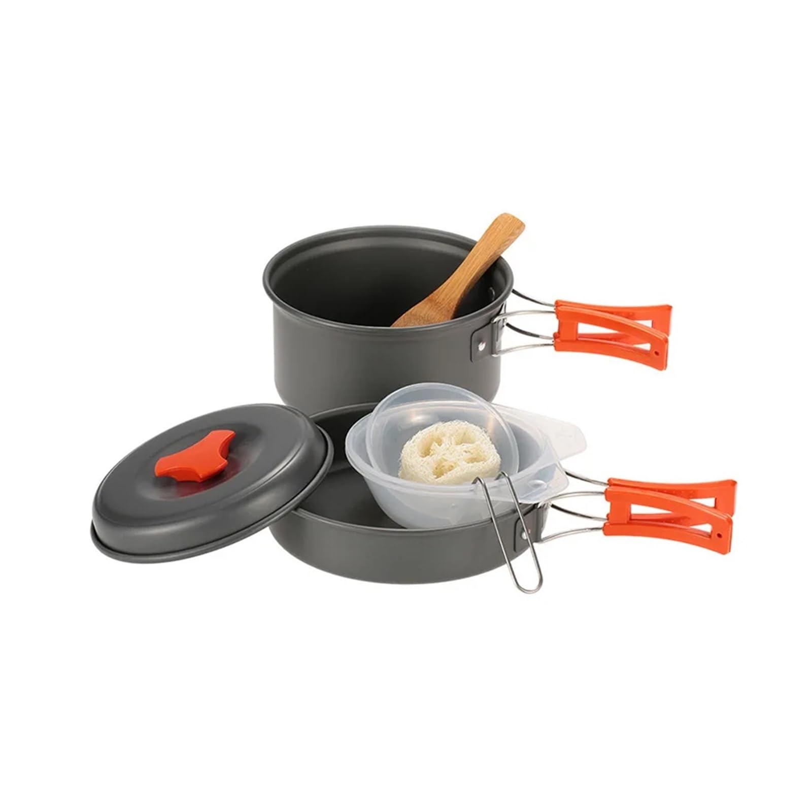 Compatibile con pentole da campeggio, padella, set picnic for 2 persone, pentola facile trasportare(Orange)