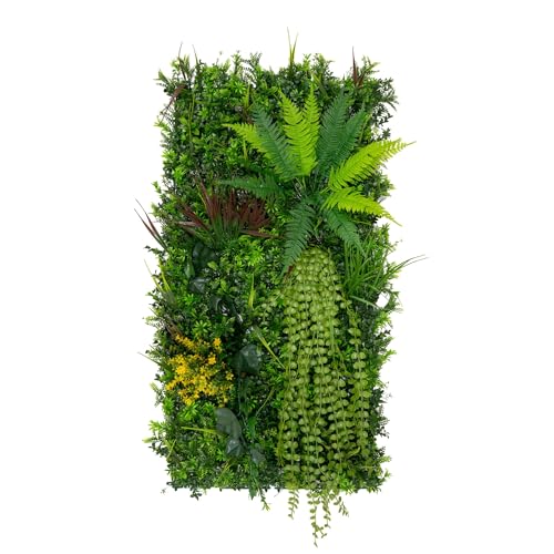 Panel de pared de Jardín Vertical Artificial Alina 50x100cm | Apto interior y exterior: Resistente a UV y clima | Fácil instalación y bajo mantenimiento | Diseño realista y flexible