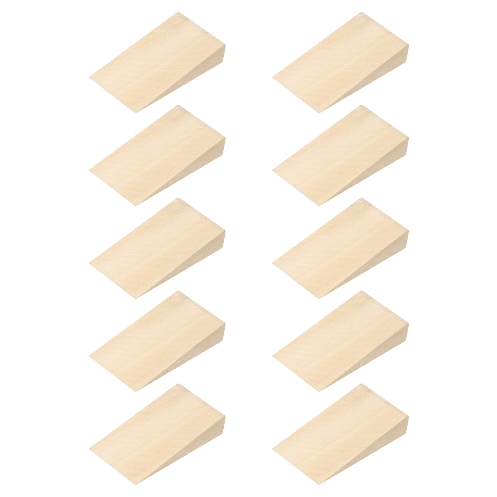 sourcing map 10Pcs Wooden Door Stopper, 50 x 30 x 10mm Non-Slip Solid Wood Door Wedges Triangle Wooden Doorstop Blocks for Chair Caning Home Office Floor