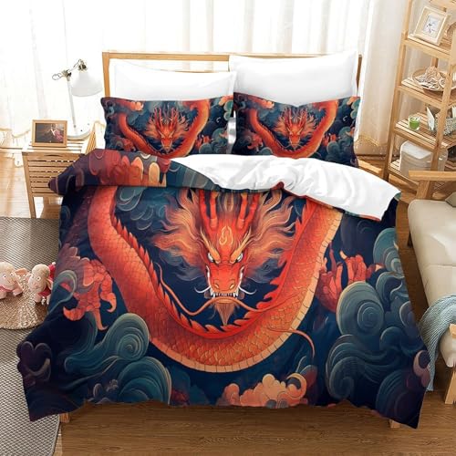 Housse de couette dragon lit simple microfibre sans repassage - 3
