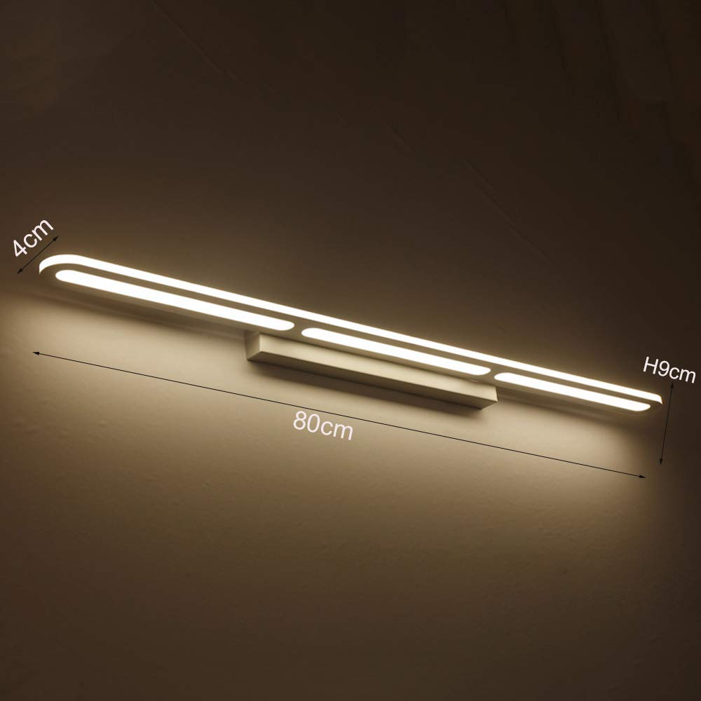 LED Spiegellampe Einfach Rechteck Wandleuchte Weiß Scheinwerfer Spiegeln Nordisch Schminktisch Badezimmer Spiegelleuchte Acryl Spotlights Weißes Licht Warmes Licht Optional L40Cm,80cmwhite light