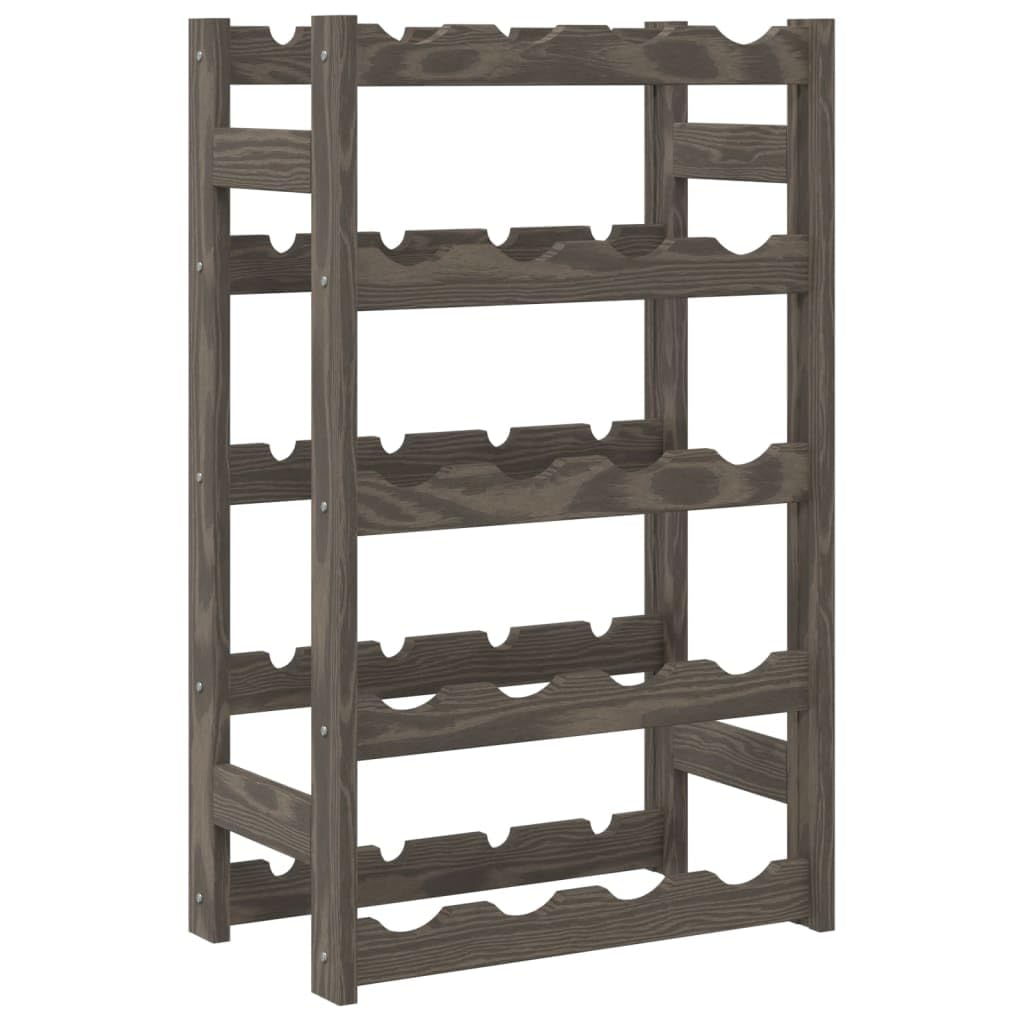 Porte-bouteilles de vin 20 bouteilles gris bois massif de pin