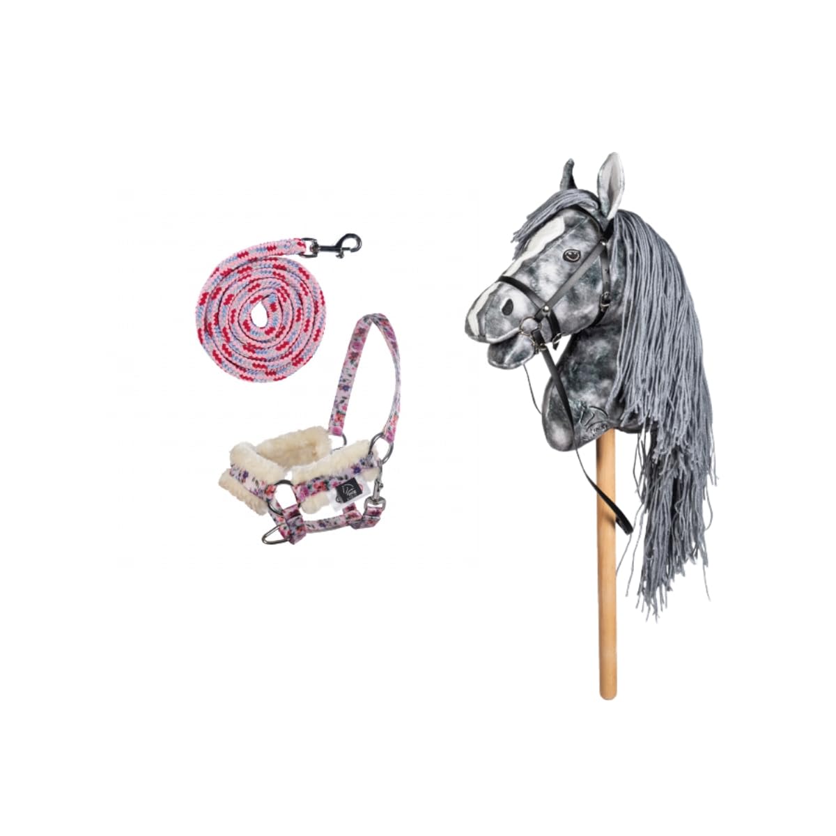 HKM HC Hobby Horse Clara Halfter & Strick Flower – Steckenpferd Set für Kinder – Pferde-Spielzeug mit Zubehör – Modell 13750-9500 & 14753-8391