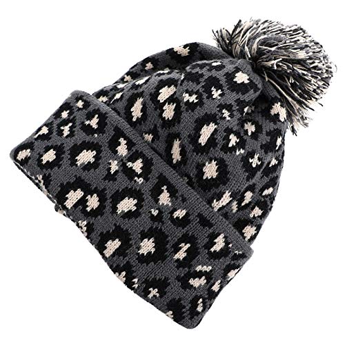 Gorro Com Estampa De Leopardo De Caveira Gorro Quente Forrado De Lã Quente Gorro De Gorros De Malha