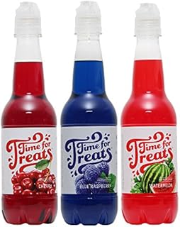 Time for Treats VKP1109 Cherry, Blue Raspberry, Watermelon Snow Cone Syrup 3-Pack, Red