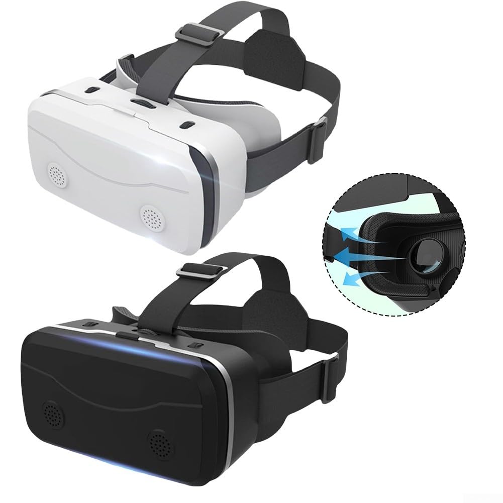 Cuffie VR per telefono con controller, lenti HD anti-luce blu, occhiali per realtà virtuale, esperienza cinematografica 3D immersiva (nero)