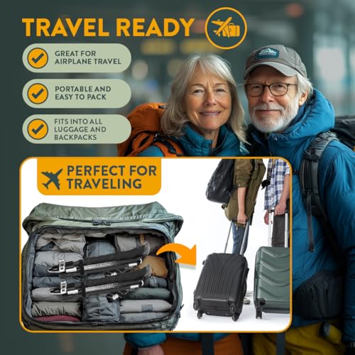 Image of Premium Foldable Hiking Poles by USA Brand - Adjustable, Lightweight Trekking Poles Made of Aircraft Aluminum, Metal Flip Locks & Comfortable Real Cork and EVA Foam Grips