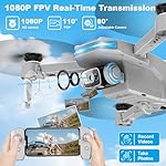 Drone with 1080P Camera - Foldable Remote Control Quadcopter with Voice Gesture Control, 3D Flip, One Key Start, Emergency Stop, 2 Batteries, Easier to use, Toy for Kids Adults Beginners, Grey - Image 3
