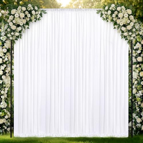 Image of White Sequin Backdrop Curtains-1 Panel 5FTx8FT White Backdrop for Wedding, Glitter Party Decorations Background Drapes for Birthday Party Anniversary Graduation Photo Booth Decor