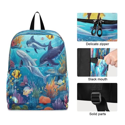 JSTEL Ocean Theme Backpack Toddler Teenager School Backpack Sea Animal Kid Bookbag for Boys Girl Ages 5 to 193