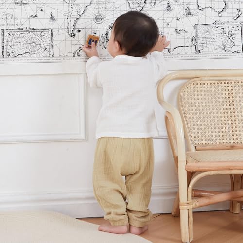 Image of VISGOGO Toddler Boy Linen Outfit Baby Boy Fall Winter Clothes Set Button-Down Shirt Tops Cotton Linen Pants 2PCS