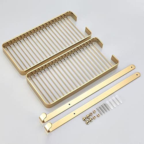 Eck-Duschablage zur Wandmontage, massives Messing, Seifenschale und Shampoo-Aufbewahrungsregal, rostfreier Abtropfkorb mit Haken für Bad und Küche