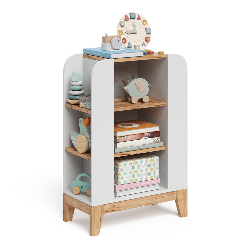 VitaliSpa Estantería Infantil Malia, Blanco/Artesano, 60 x 88 cm con 9 Compartimentos, con estantes Ajustables en Altura y Espacio de Almacenamiento Abierto