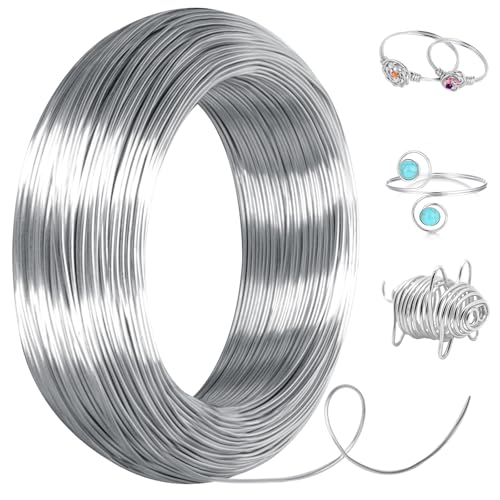 Cozary Alambre de Aluminio 1mm X 30 M, Alambre Manualidades, Flexible Alambre de Aluminio para Joyeria DIY Hacer Joyas, Bisutería y Floristería